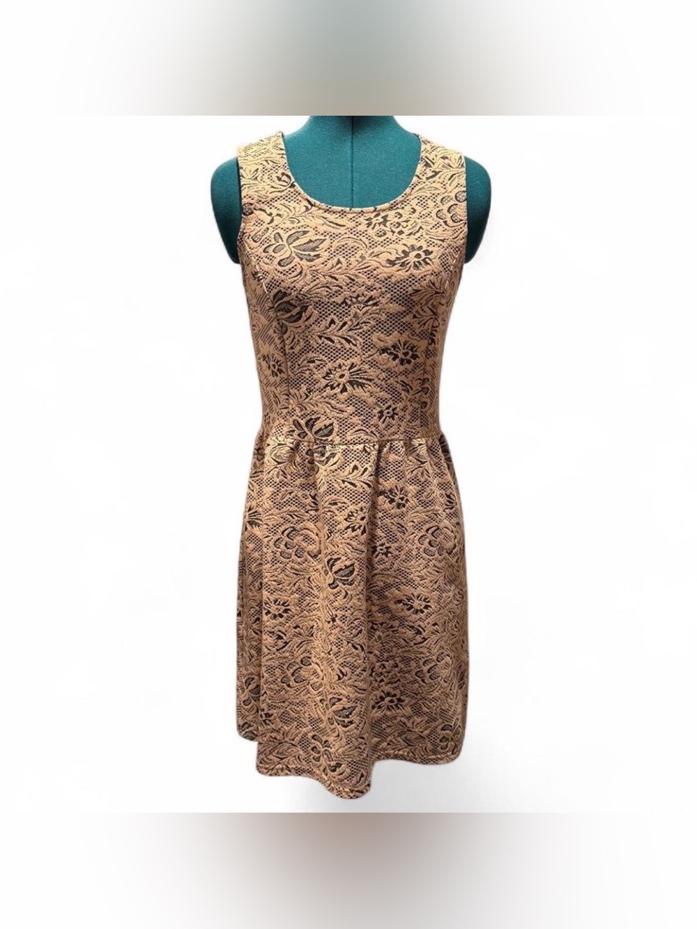 Jack by BB Dakota Pale Pink and Black Floral Lace-Effect Sleeveless Mini Dress
